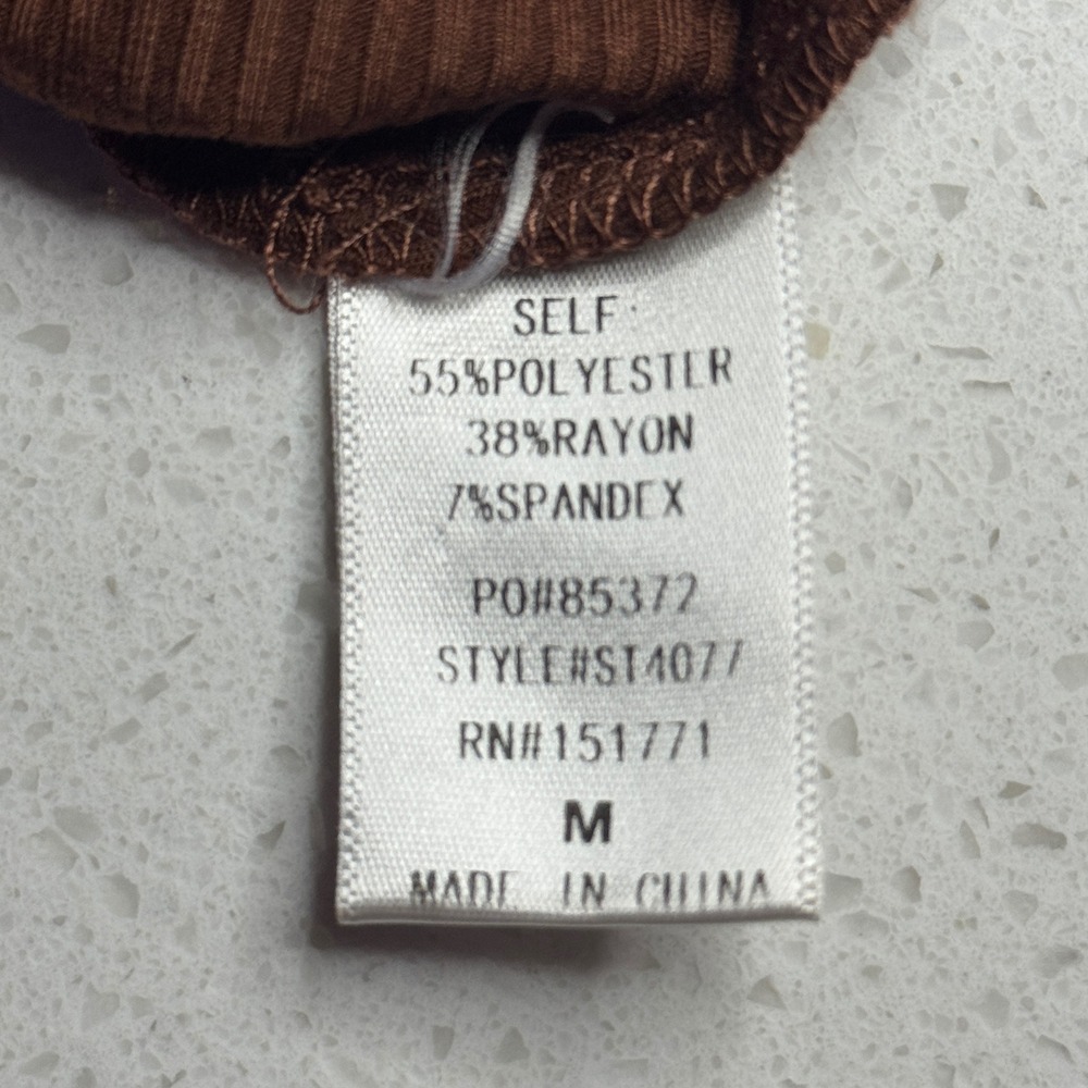 Lelis Brown Ribbed Bodysuit Medium Square Neck - Picture 8 of 8
